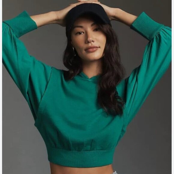 Anthropologie Pilcro Oversized Fabric Mix Hoodie in Green Size XL - Picture 1 of 8